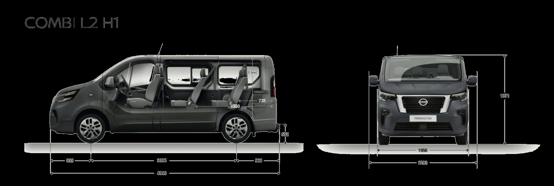 Nissan Primastar van combi sizes image